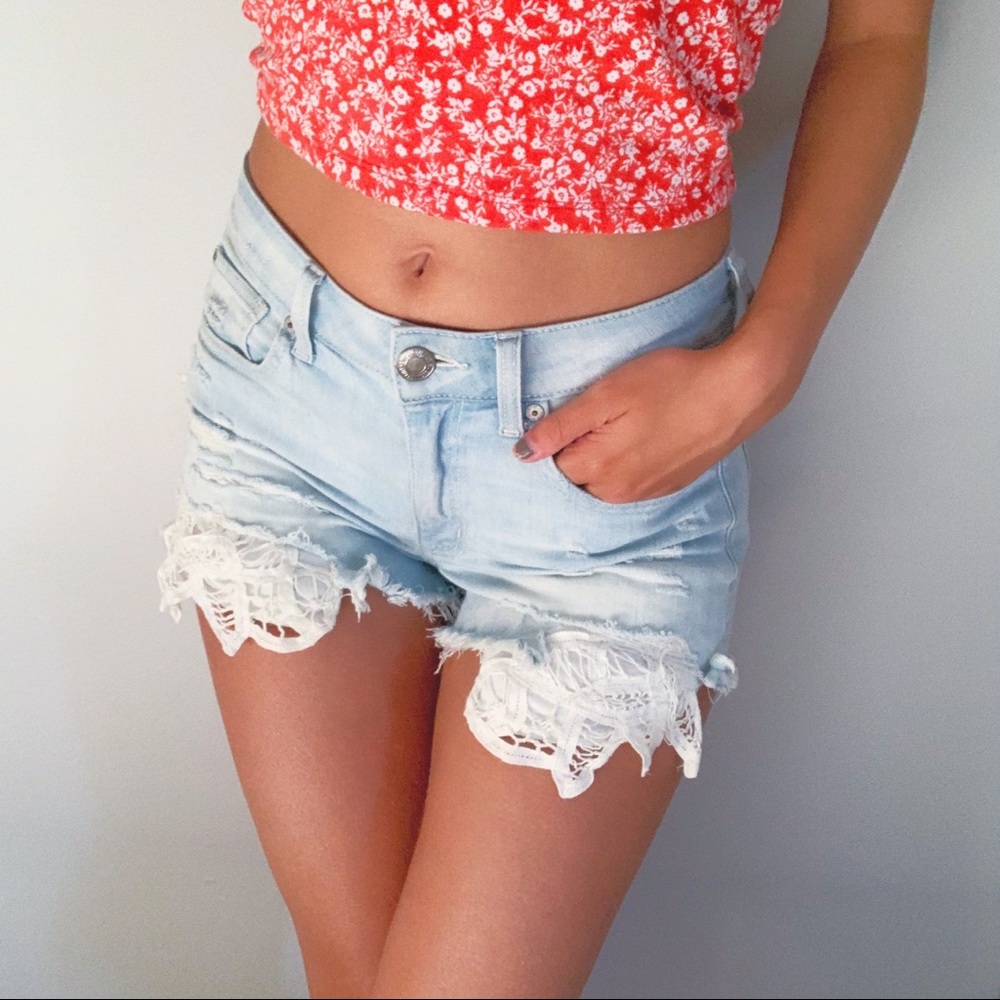 American Eagle Outfitters Lace Jean Shorts